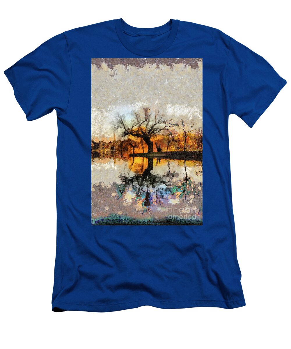 Tree T-Shirt featuring the mixed media Lonely Tree and Its Thoughts by Daliana Pacuraru
