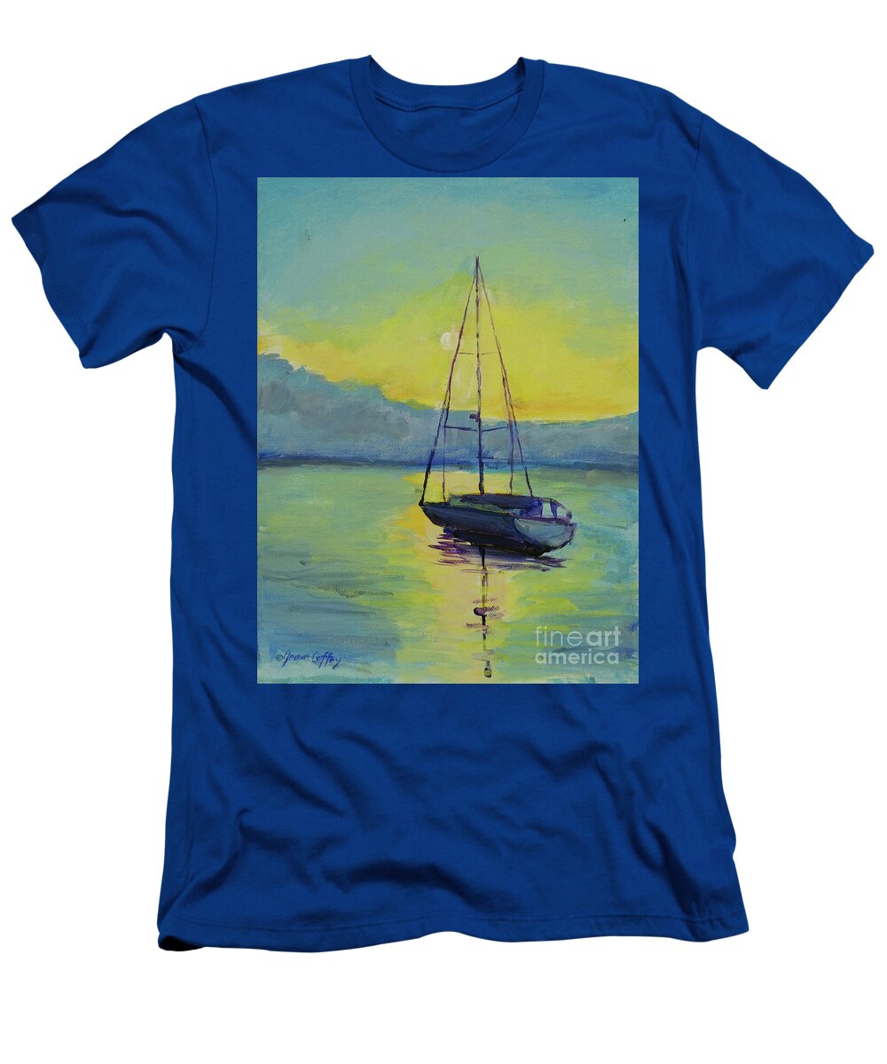 Sunrise T-Shirt featuring the painting Long-Awaited Sunrise by Joan Coffey