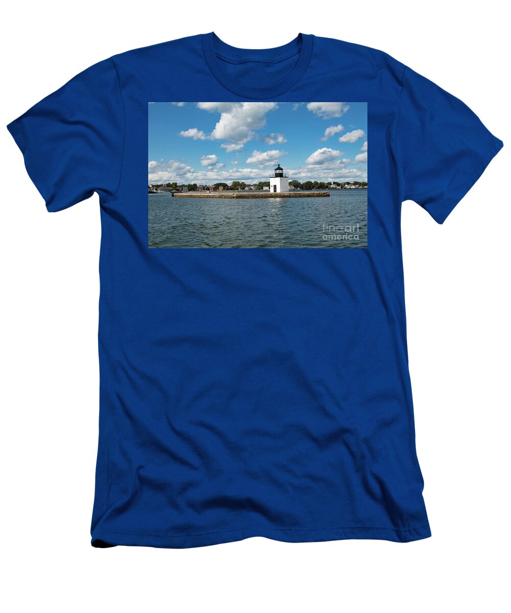 Salem Ma T-Shirt featuring the photograph Long walk out to Derby Wharf Lighthouse by Jeff Folger