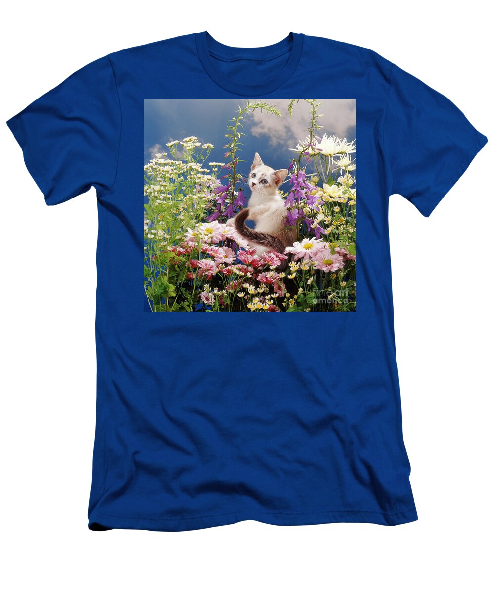 Devon Rex T-Shirt featuring the photograph Looking back with Flowers by Warren Photographic