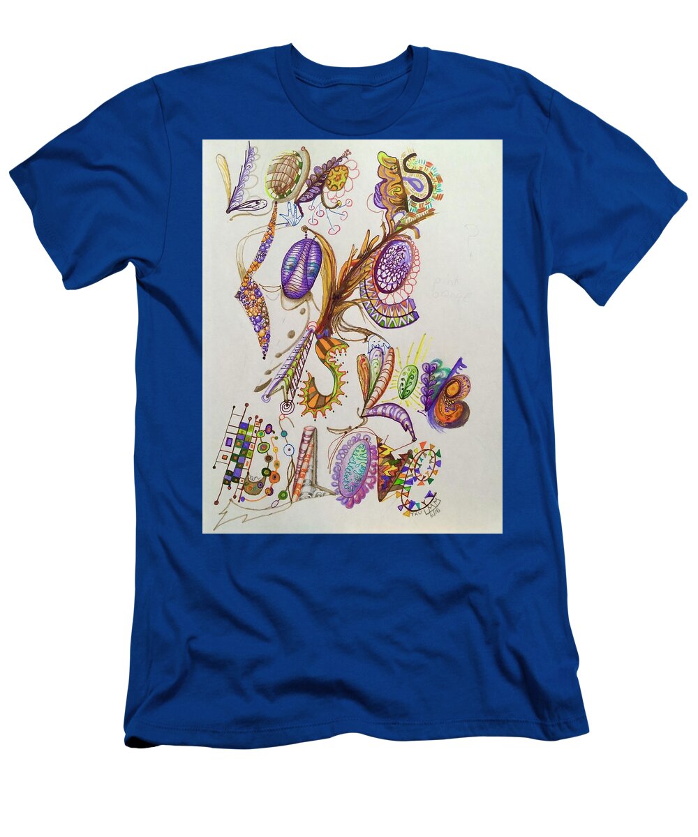 Lettering T-Shirt featuring the drawing Love Is by Suzanne Udell Levinger