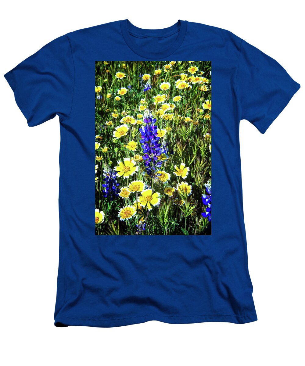 Lupine T-Shirt featuring the photograph Lupine Amidst Tidy Tips by Lynn Bauer