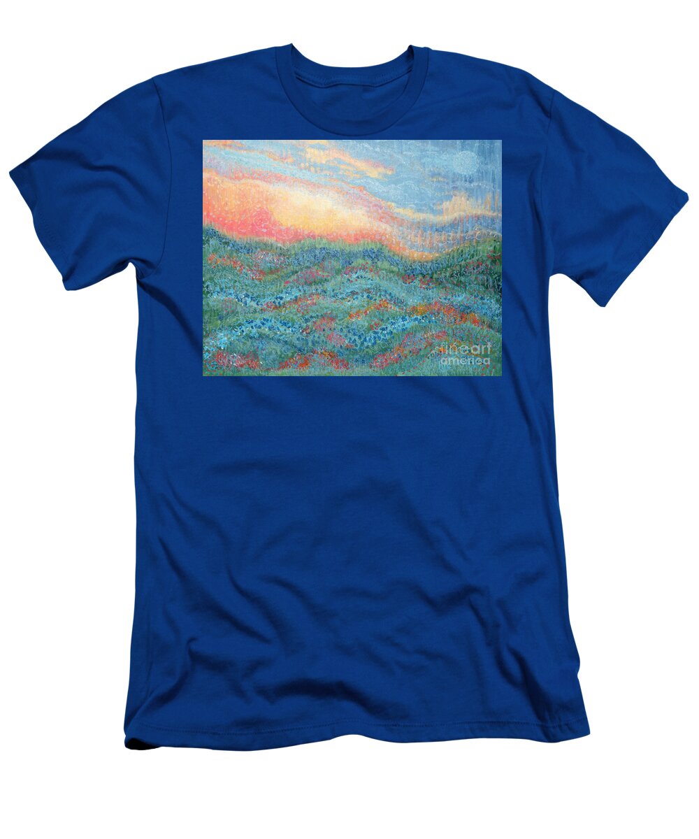 Magnificent Sunset T-Shirt featuring the painting Magnificent Sunset by Holly Carmichael