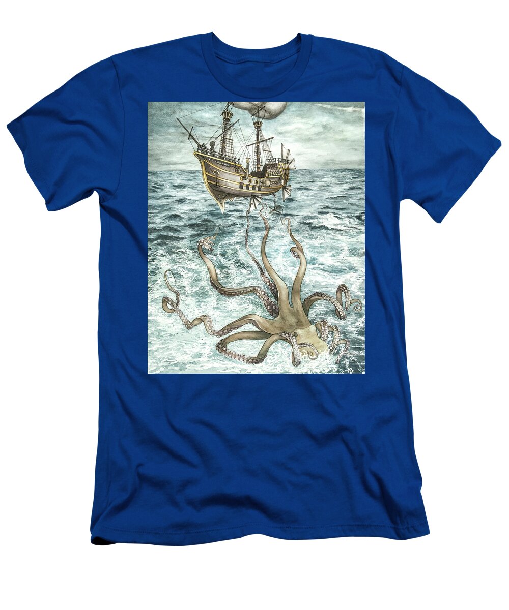 Steampunk T-Shirt featuring the painting Maiden Voyage by Arleana Holtzmann