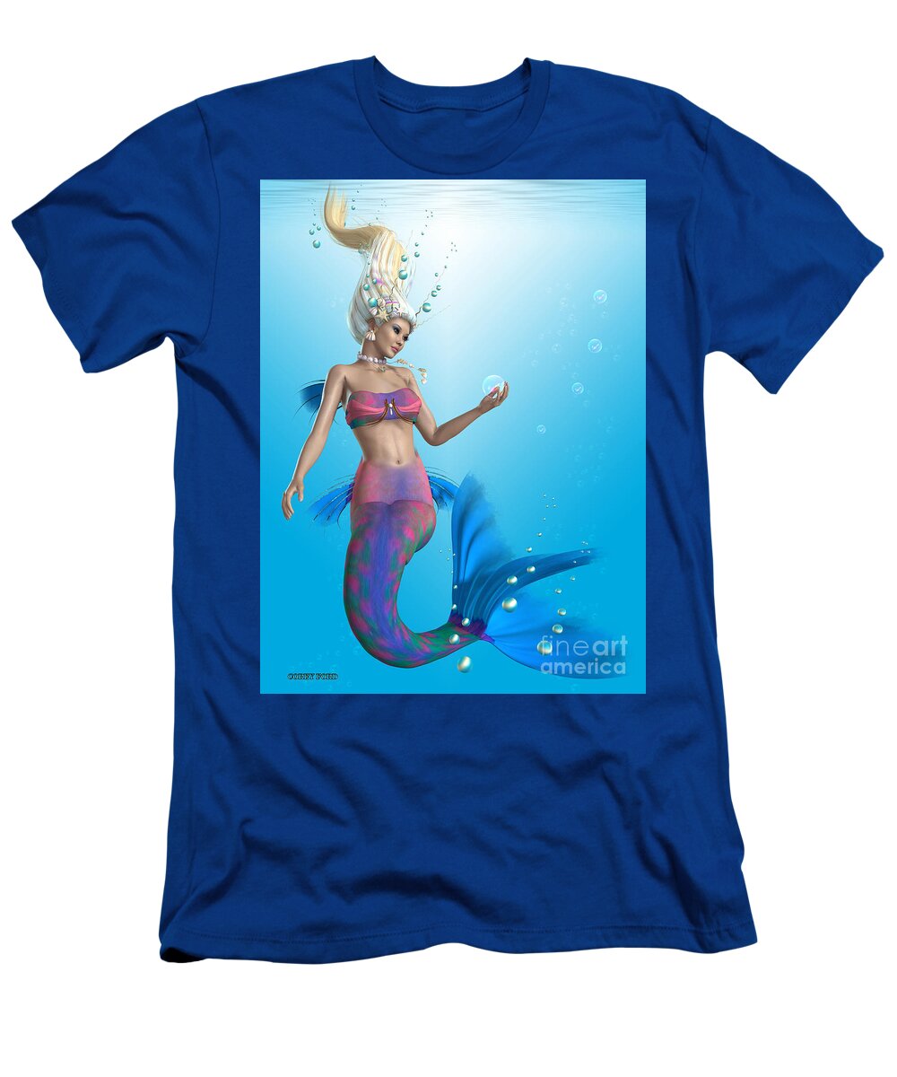 Mermaid T-Shirt featuring the painting Mermaid in Aqua by Corey Ford