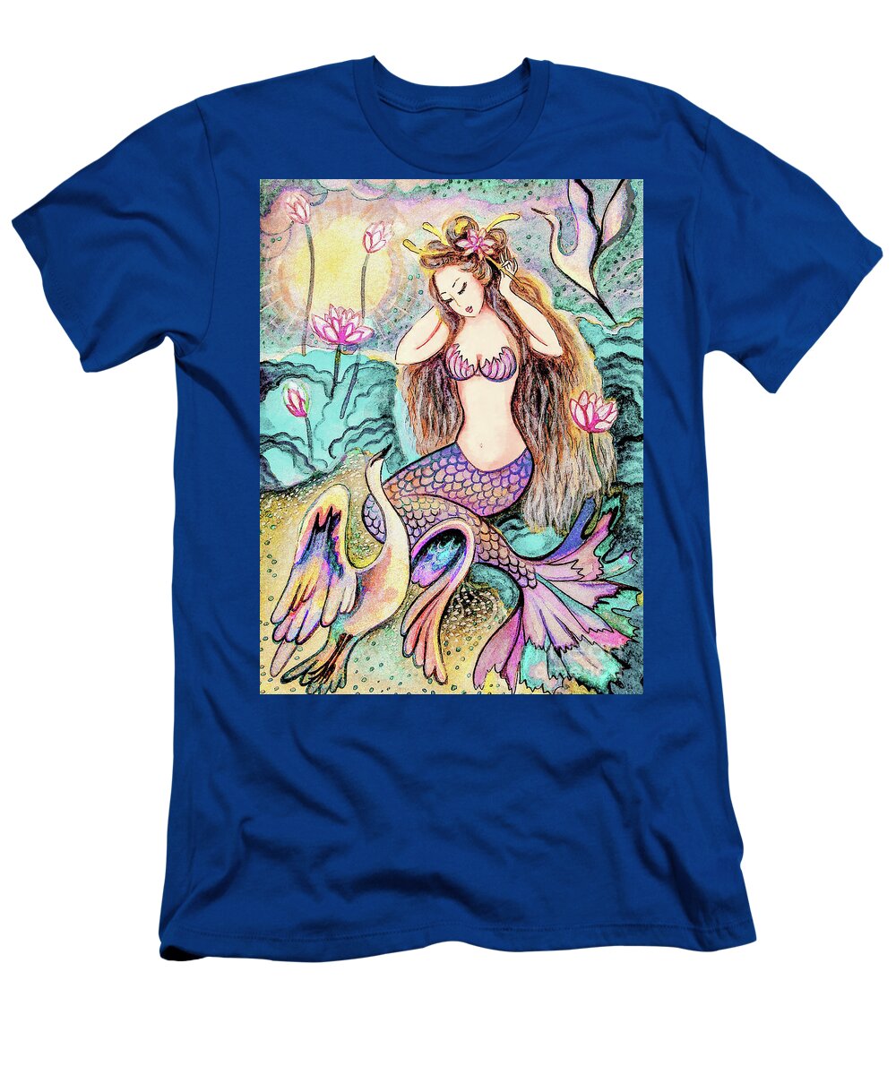 Sea Goddess T-Shirt featuring the painting Mermaid Sunrise by Eva Campbell