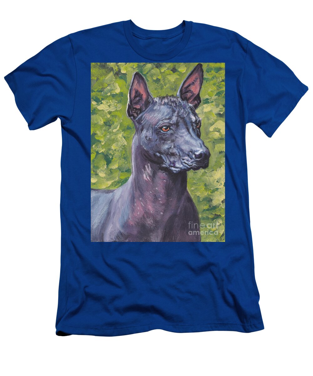 Xolo T-Shirt featuring the painting Mexican Hairless dog Standard Xolo by Lee Ann Shepard