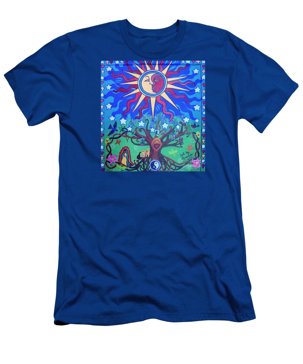 Tree T-Shirt featuring the painting Mexican Retablos Prayer Board by Genevieve Esson