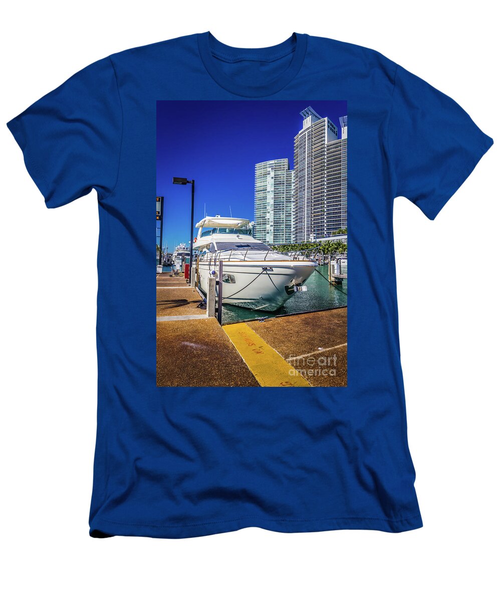 Miami T-Shirt featuring the photograph Luxury Yacht Artwork 4578 by Carlos Diaz