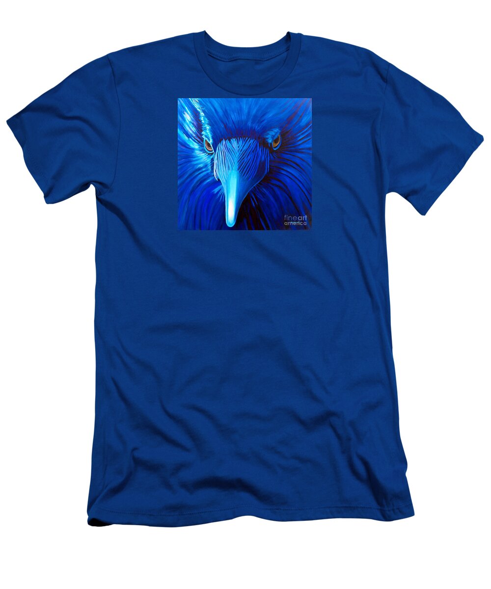 Raven T-Shirt featuring the painting Midnight Magic by Brian Commerford