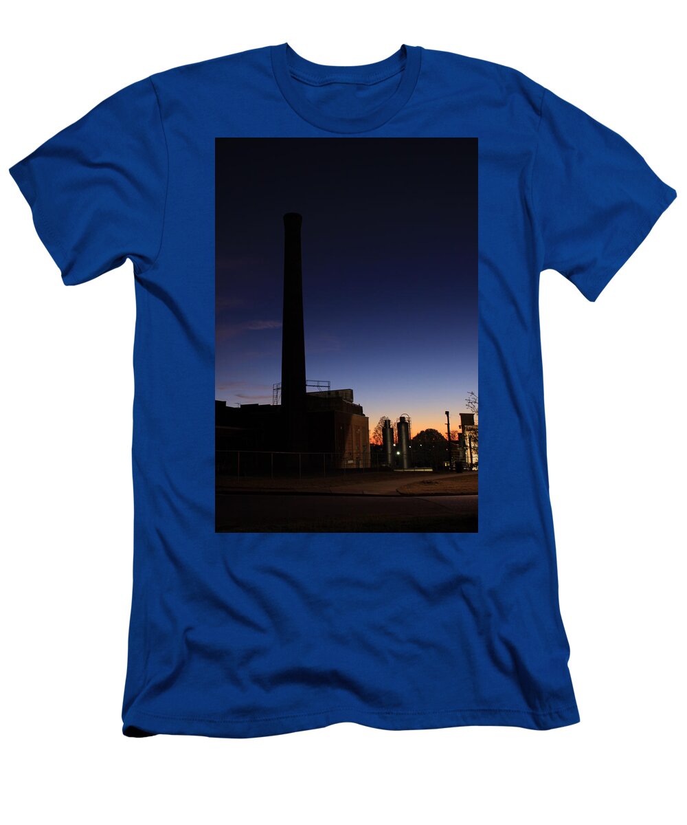 Mill Stack T-Shirt featuring the photograph Mill at sunset by Karen Ruhl