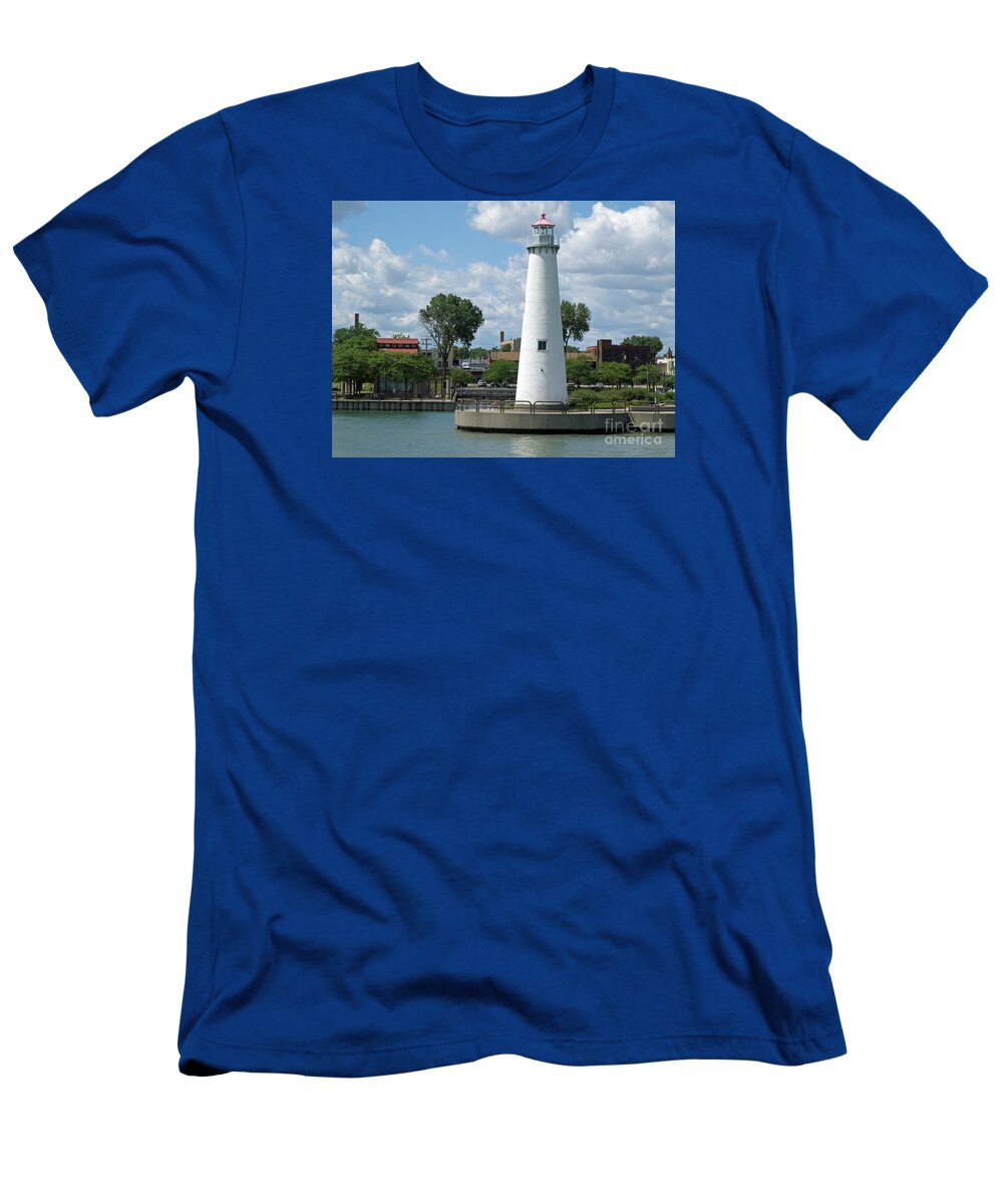 Detroit T-Shirt featuring the photograph Milliken State Park Lighthouse by Ann Horn