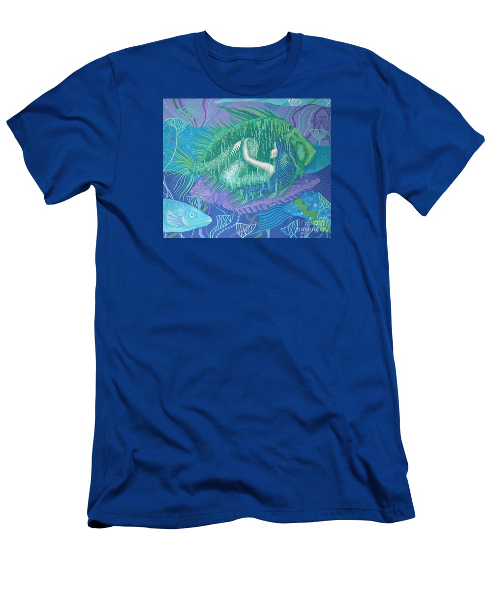 Mermaid T-Shirt featuring the painting Mimicry by Julia Khoroshikh