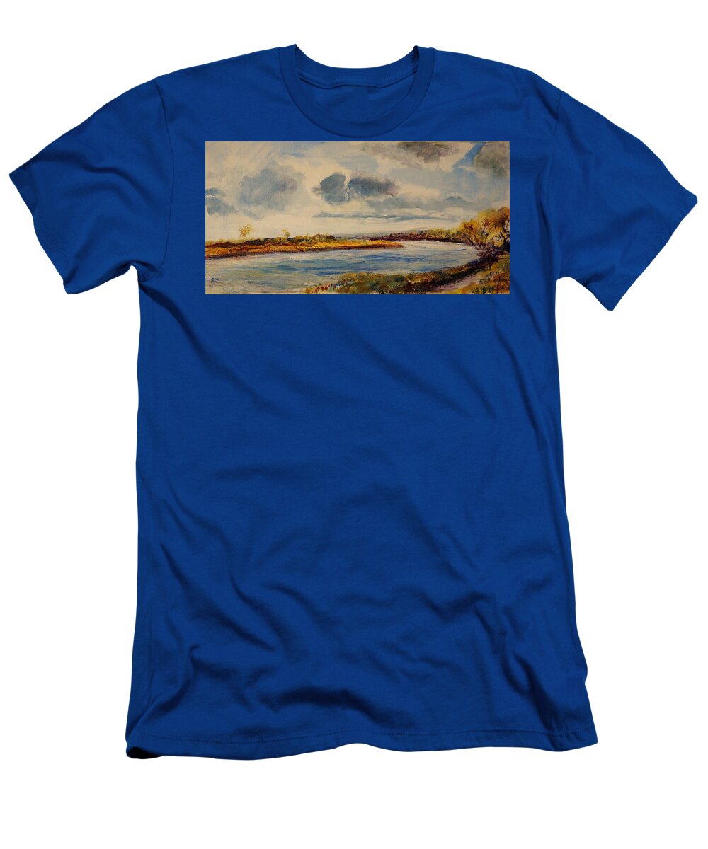 River T-Shirt featuring the painting Collusion by Helen Campbell