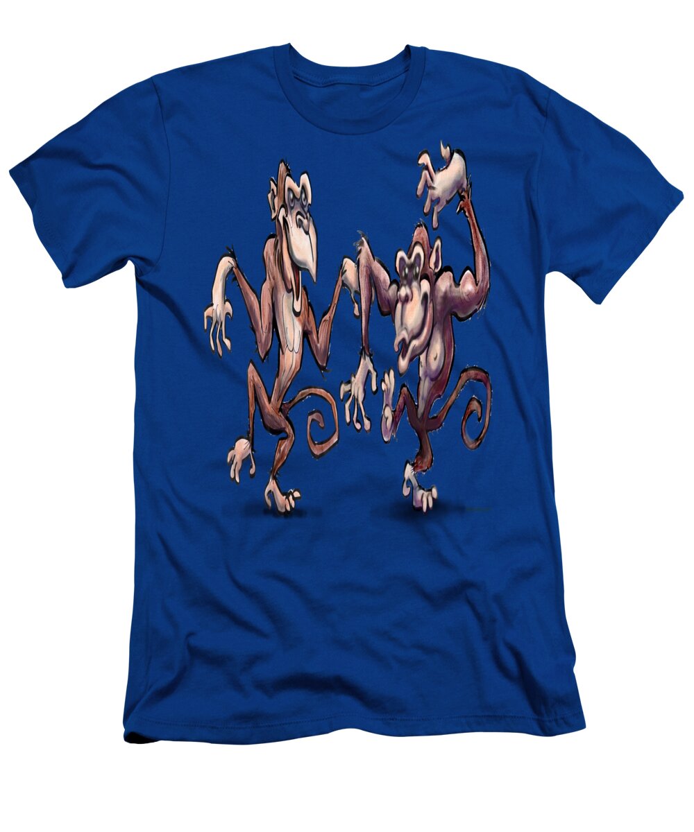 Monkey T-Shirt featuring the painting Monkey Dance by Kevin Middleton