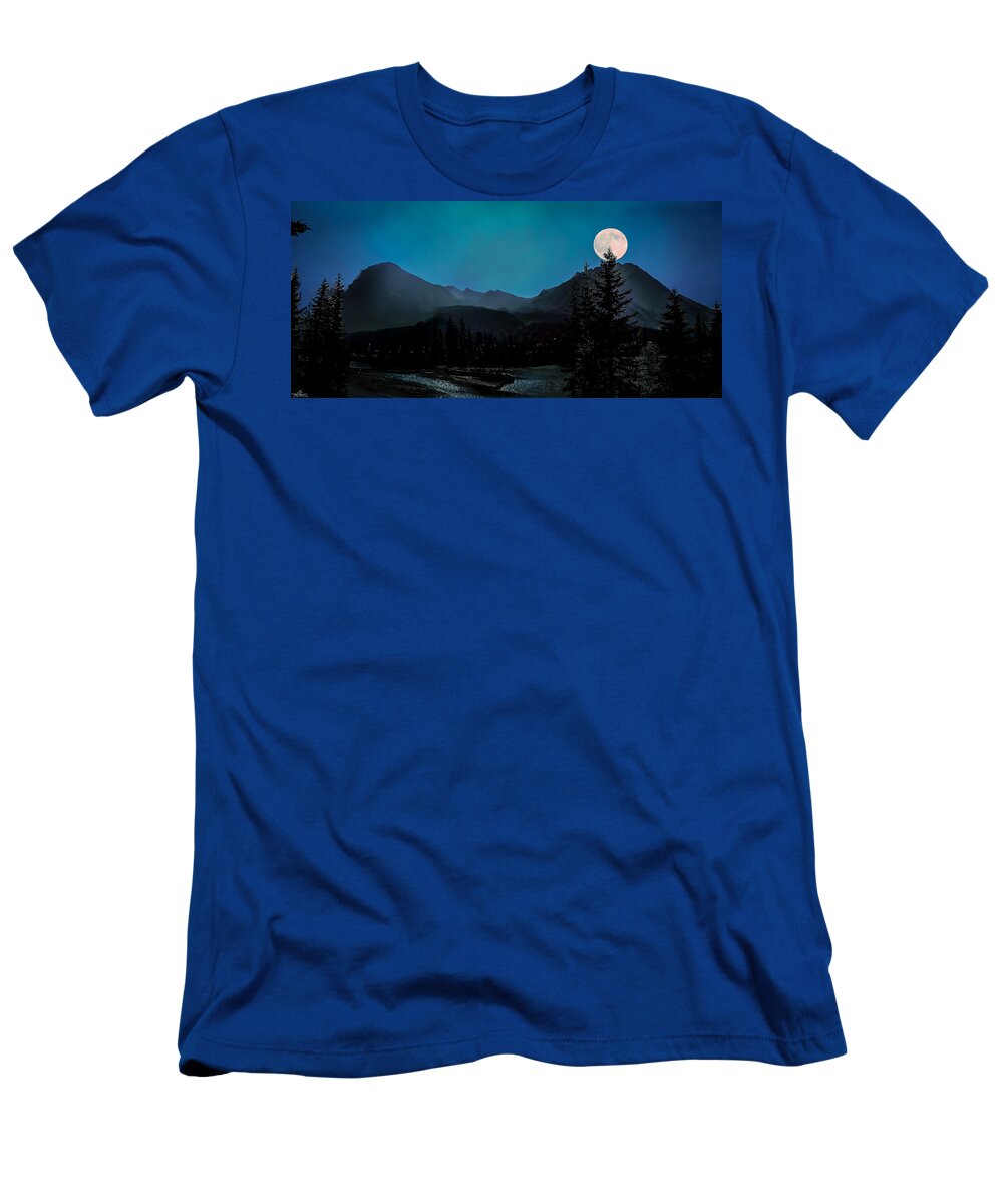 2017-07-20 T-Shirt featuring the photograph Moon Over Field BC by Phil And Karen Rispin