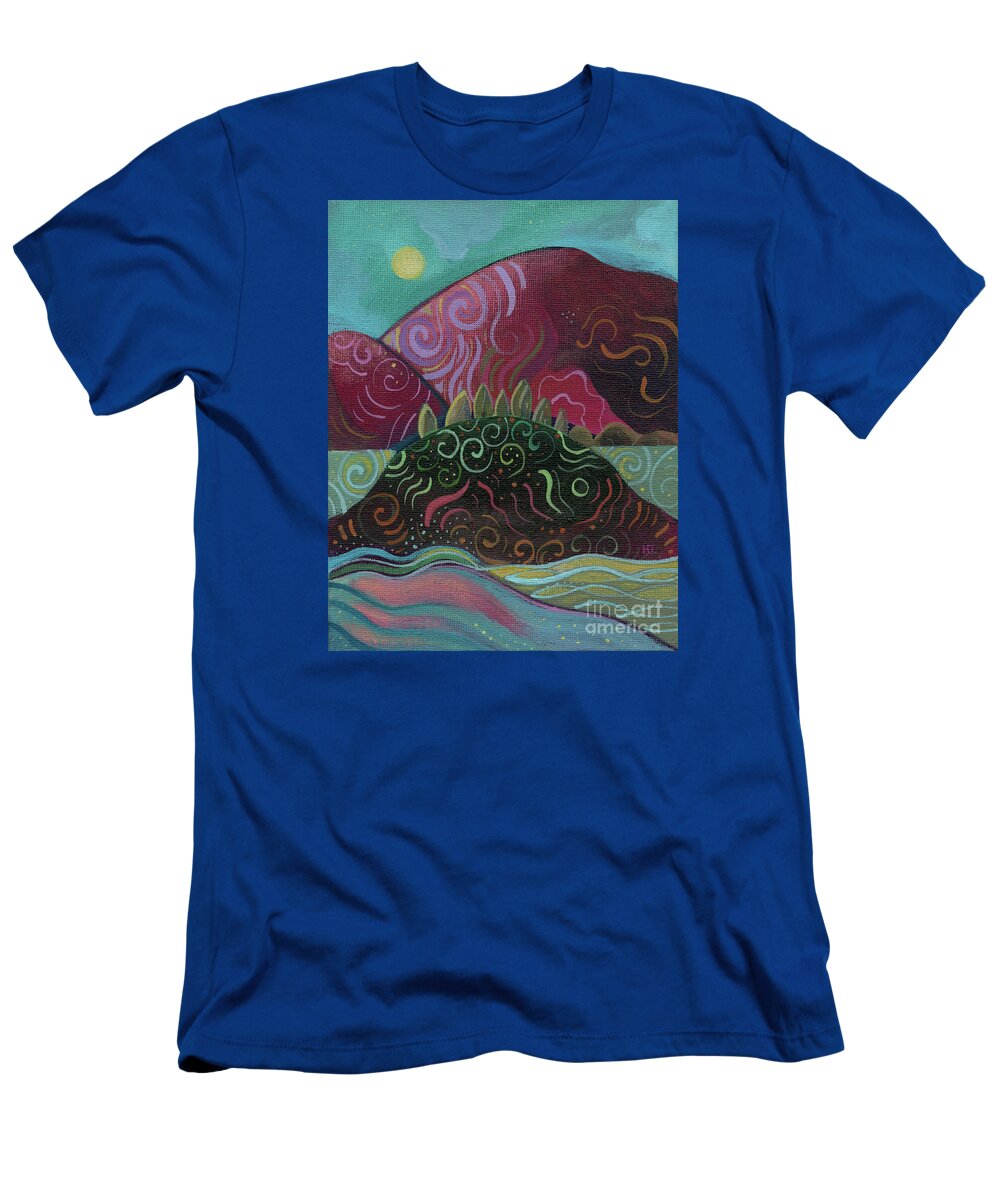 Abstract Landscape T-Shirt featuring the painting Moonlit by Helena Tiainen