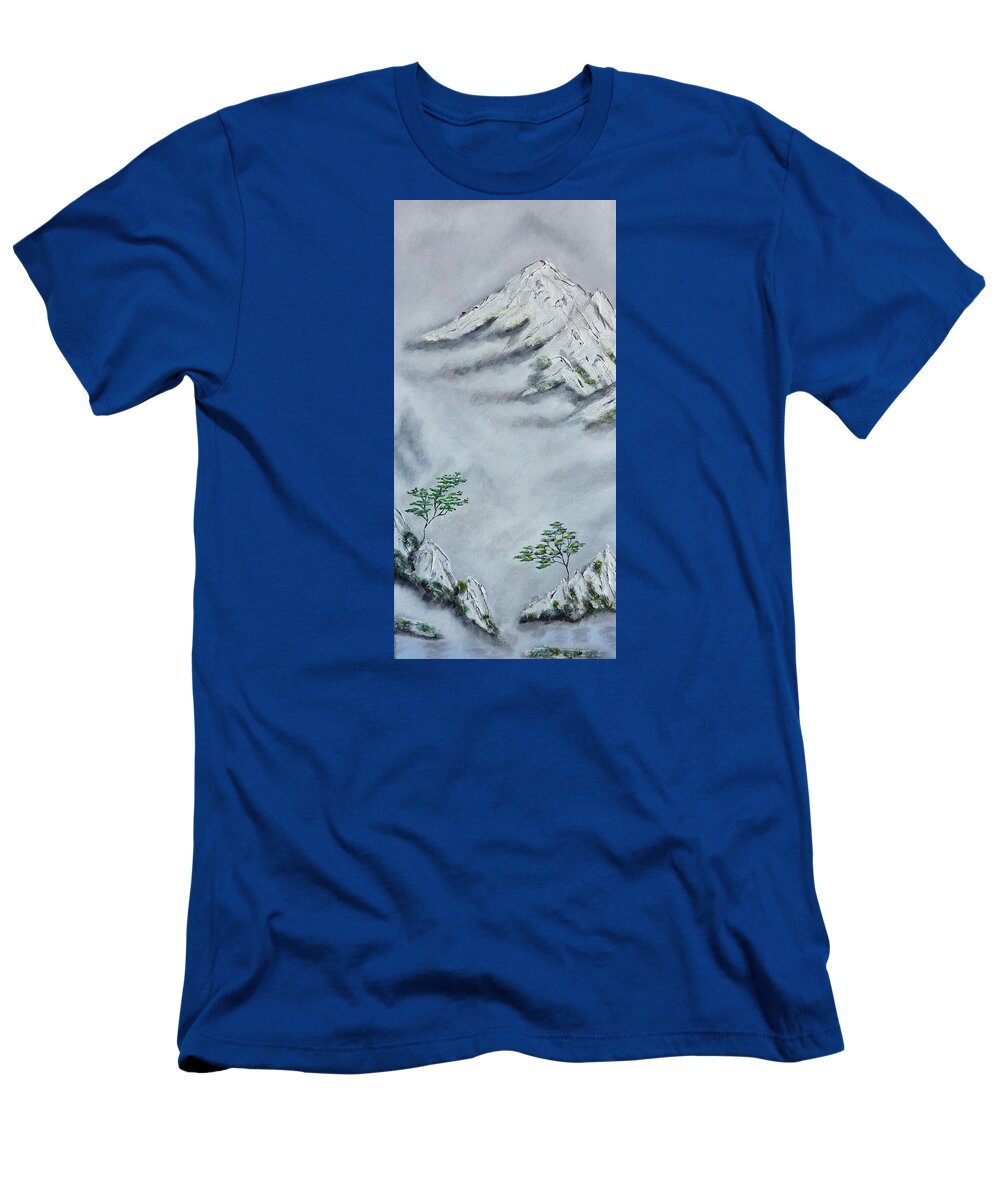 Morning Mist T-Shirt featuring the painting Morning Mist 2 by Amelie Simmons