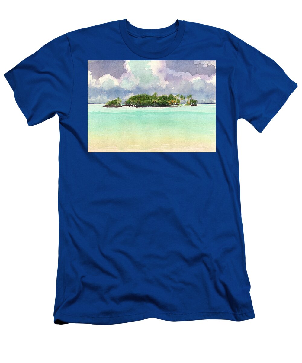 Landscape T-Shirt featuring the painting Motu Rapota, Aitutaki, Cook Islands, South Pacific by Judith Kunzle