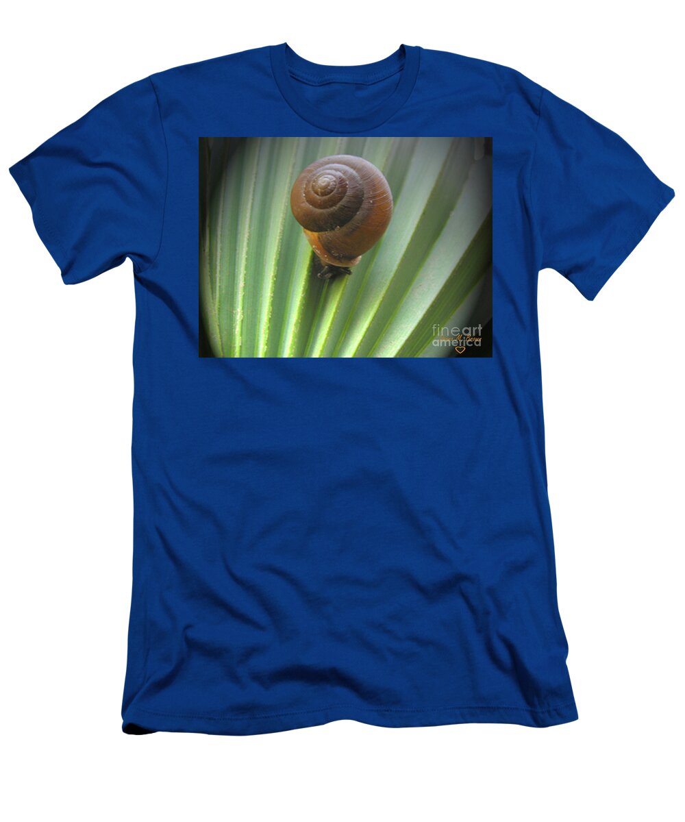 Snail T-Shirt featuring the photograph Moving Slow by Donna Brown