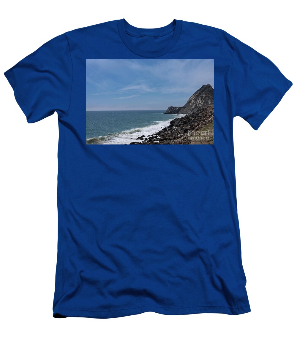 Central Coast May 2018 T-Shirt featuring the photograph Mugu Rock and Sea by Jeff Hubbard
