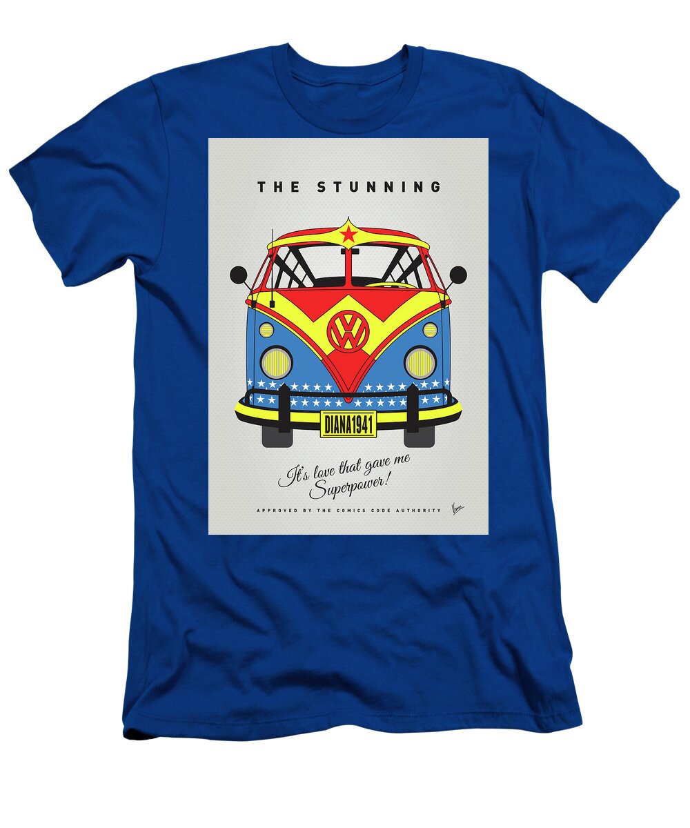 Superheroes T-Shirt featuring the digital art MY SUPERHERO-VW-T1-supermanMY SUPERHERO-VW-T1-wonder woman by Chungkong Art