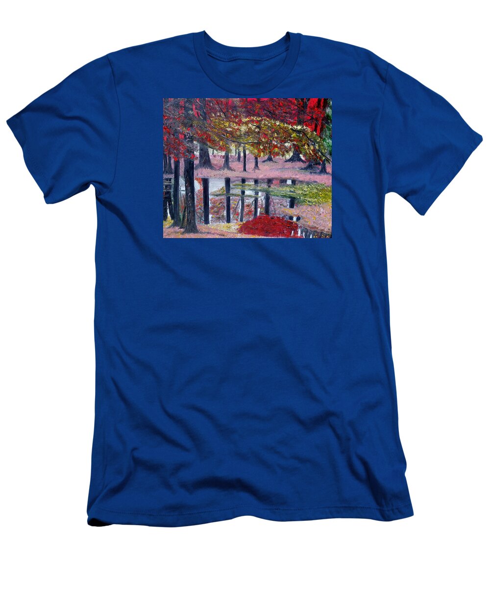 Fall Leaves T-Shirt featuring the painting Natures painting by Marilyn McNish