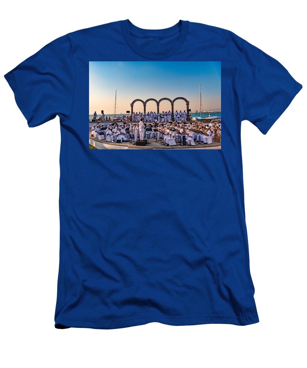 Arches T-Shirt featuring the photograph Navy Band at Los Arcos by Paul LeSage