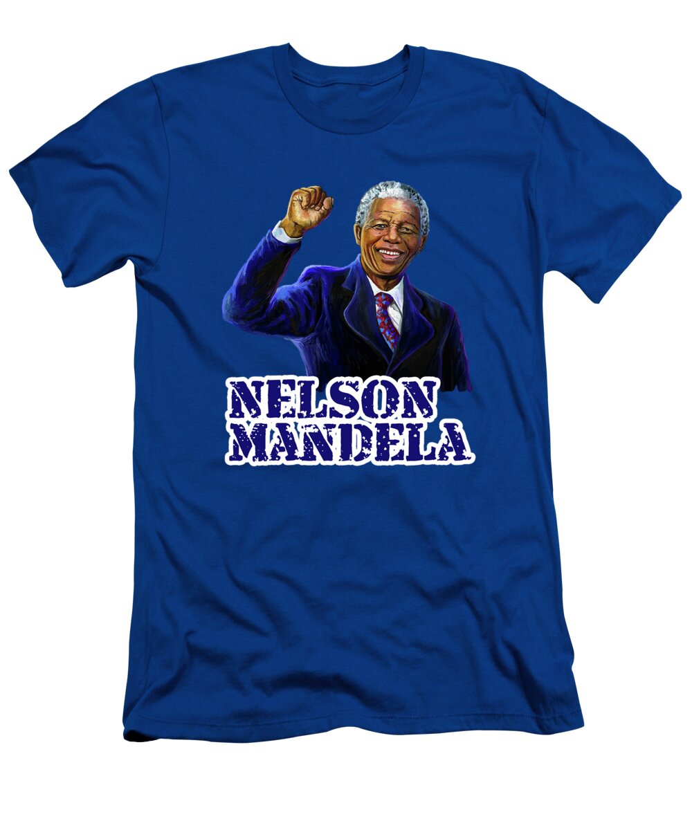 South T-Shirt featuring the painting Nelson Mandela by Anthony Mwangi