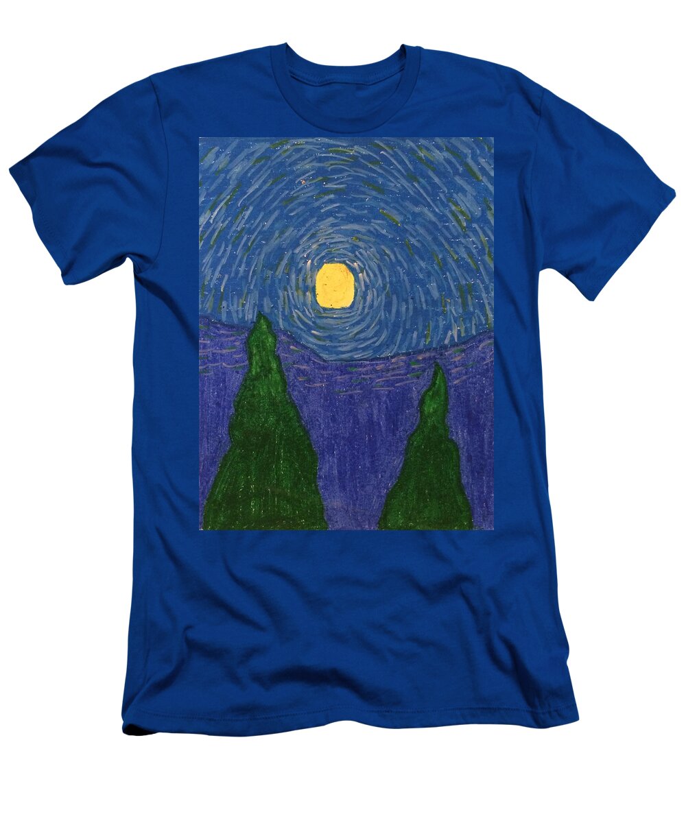 Sky T-Shirt featuring the drawing Night Sky by Samantha Lusby