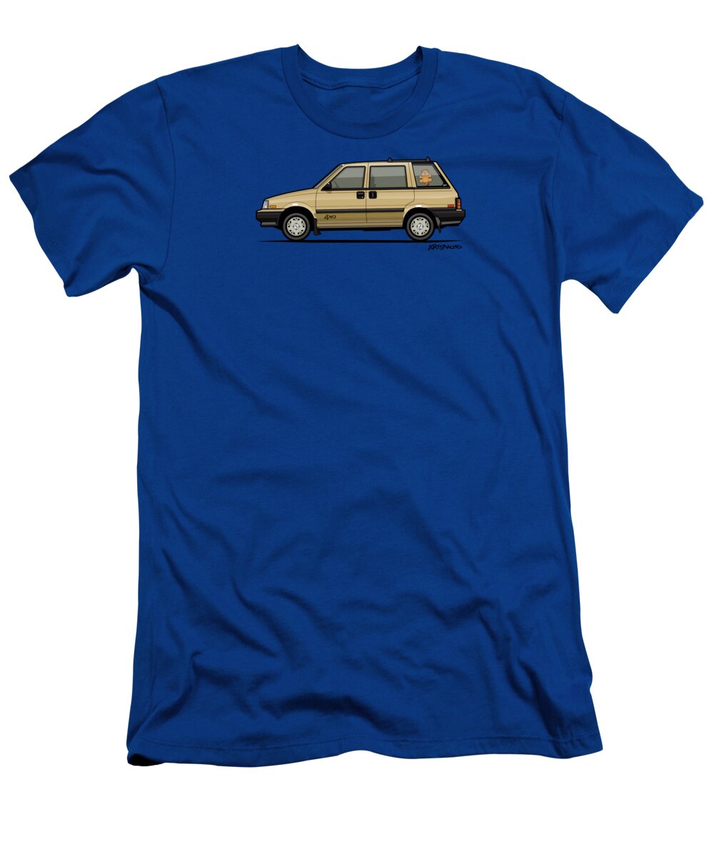 Car T-Shirt featuring the digital art Nissan Stanza / Prairie 4wd Wagon Gold by Tom Mayer II Monkey Crisis On Mars