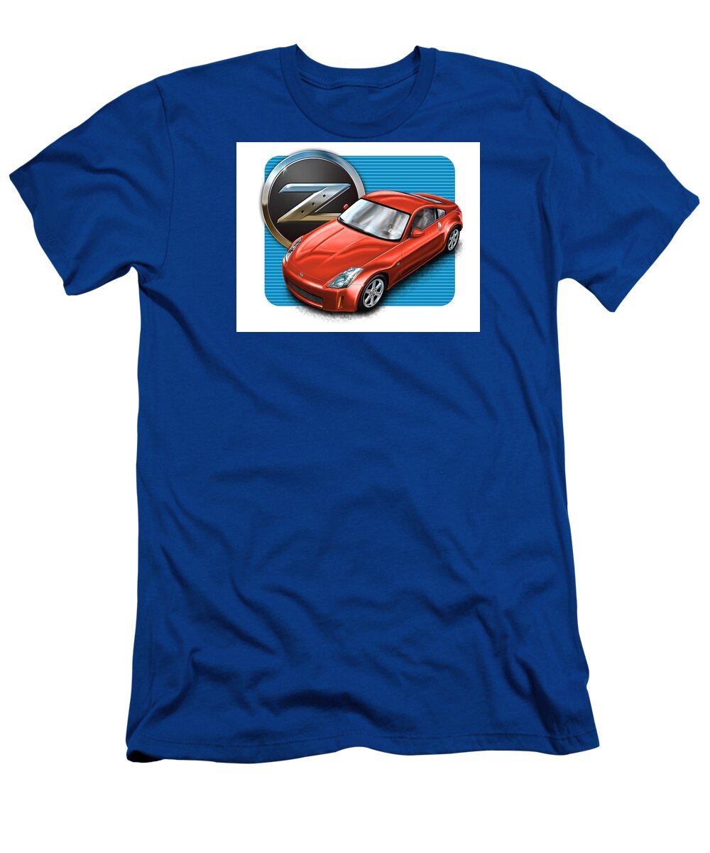 Nissan T-Shirt featuring the digital art Nissan Z350 Red by David Kyte