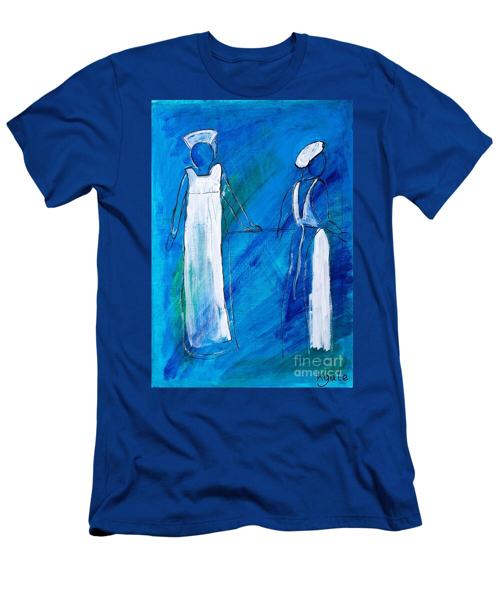 Acrylic T-Shirt featuring the painting Nurses In Uniform by Simon Bratt