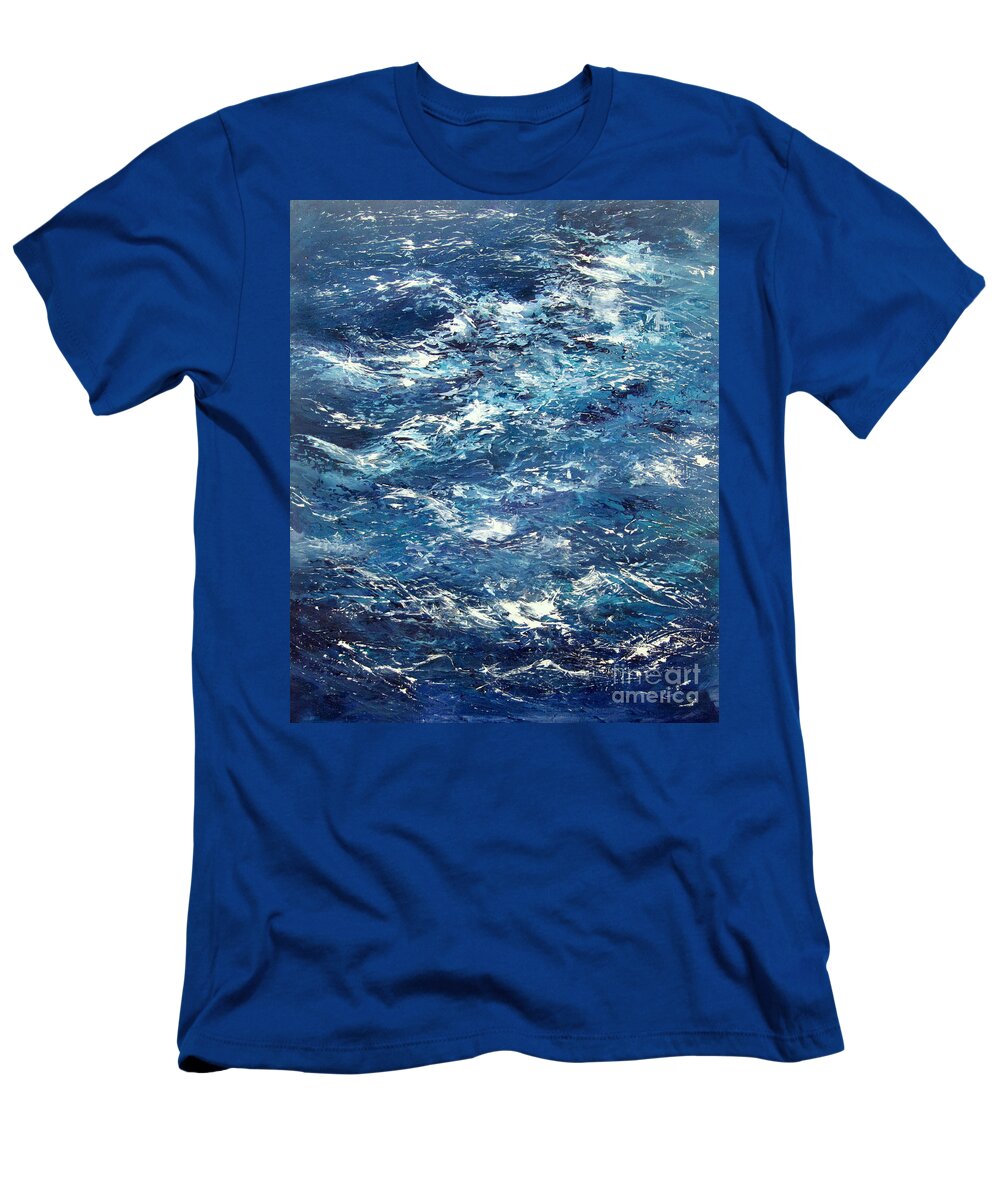 Semi Abstract T-Shirt featuring the painting Ocean's Blue by Valerie Travers