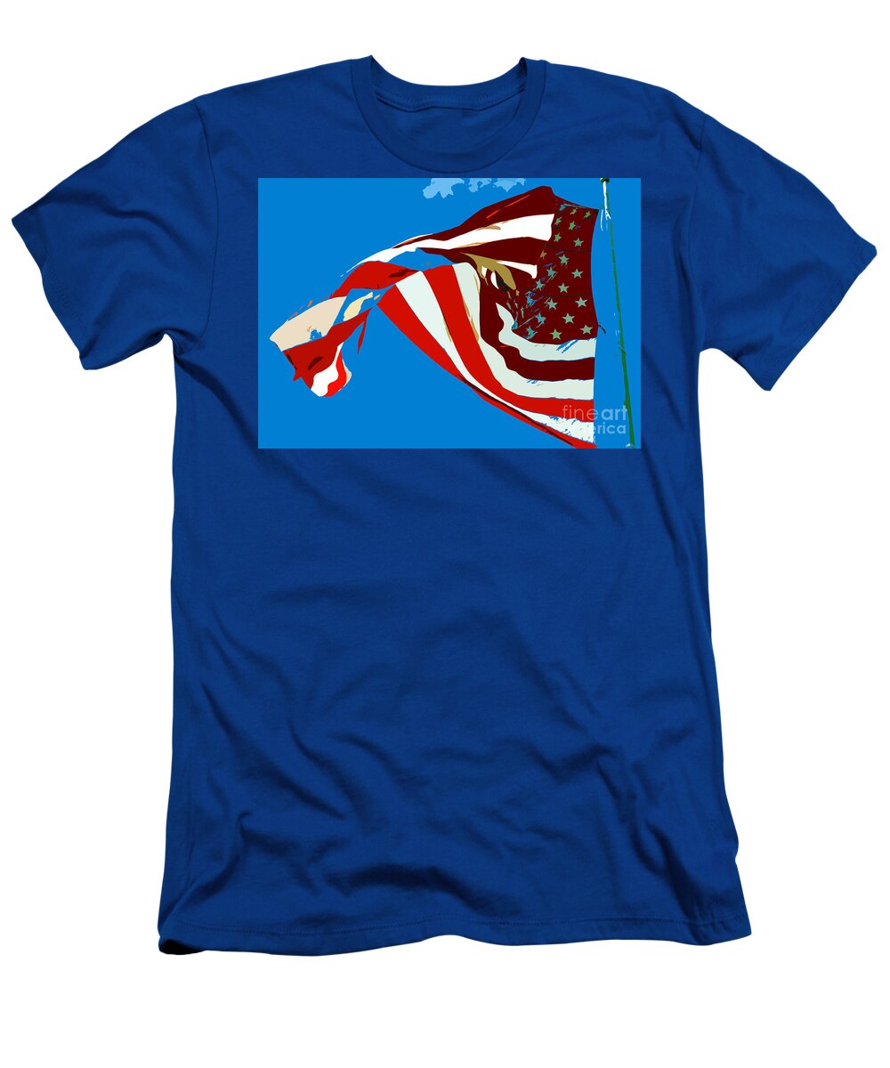 Old Glory T-Shirt featuring the painting Old glory flying by David Lee Thompson