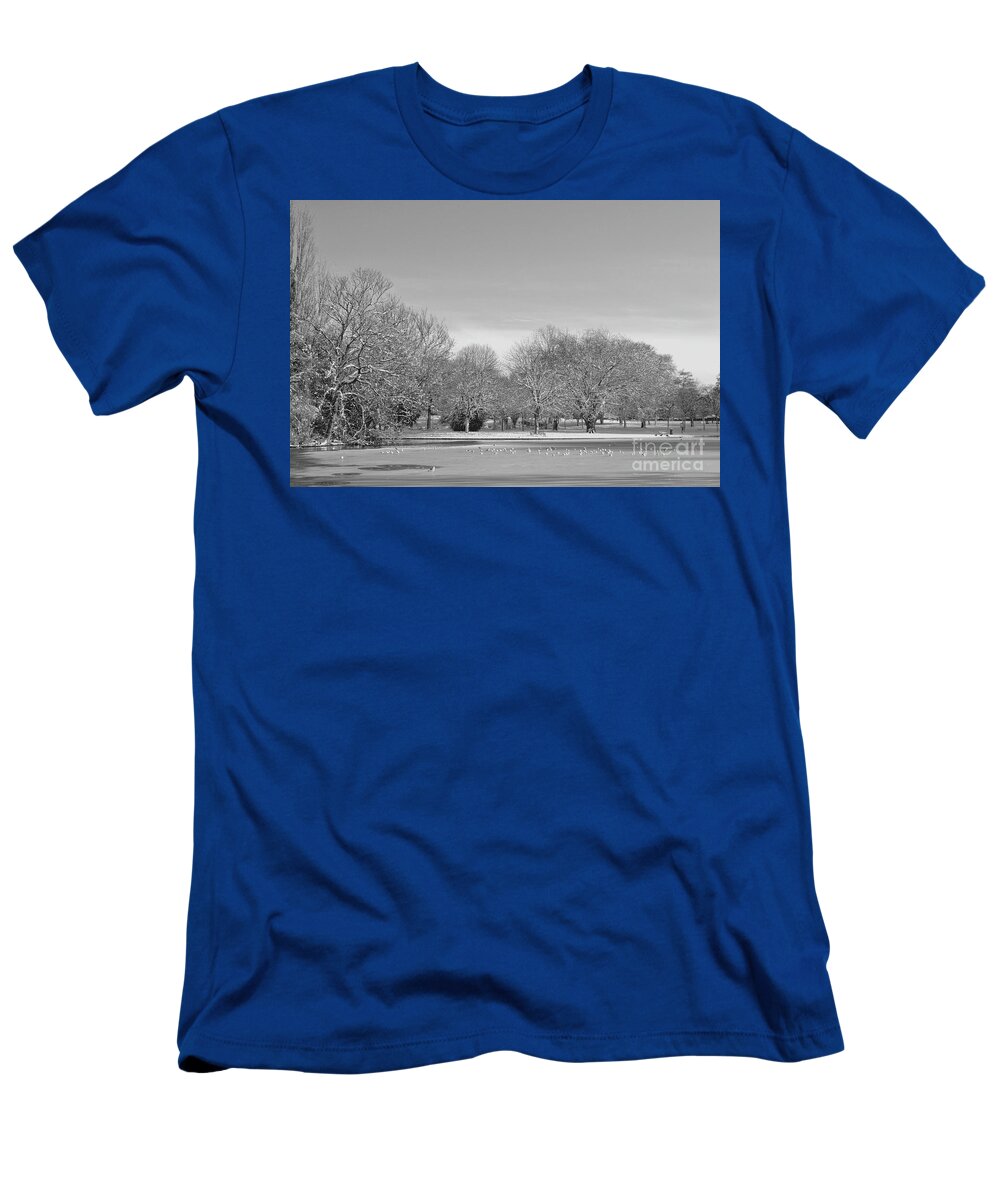 Landscape T-Shirt featuring the photograph On Thin Ice Mono by Stephen Melia