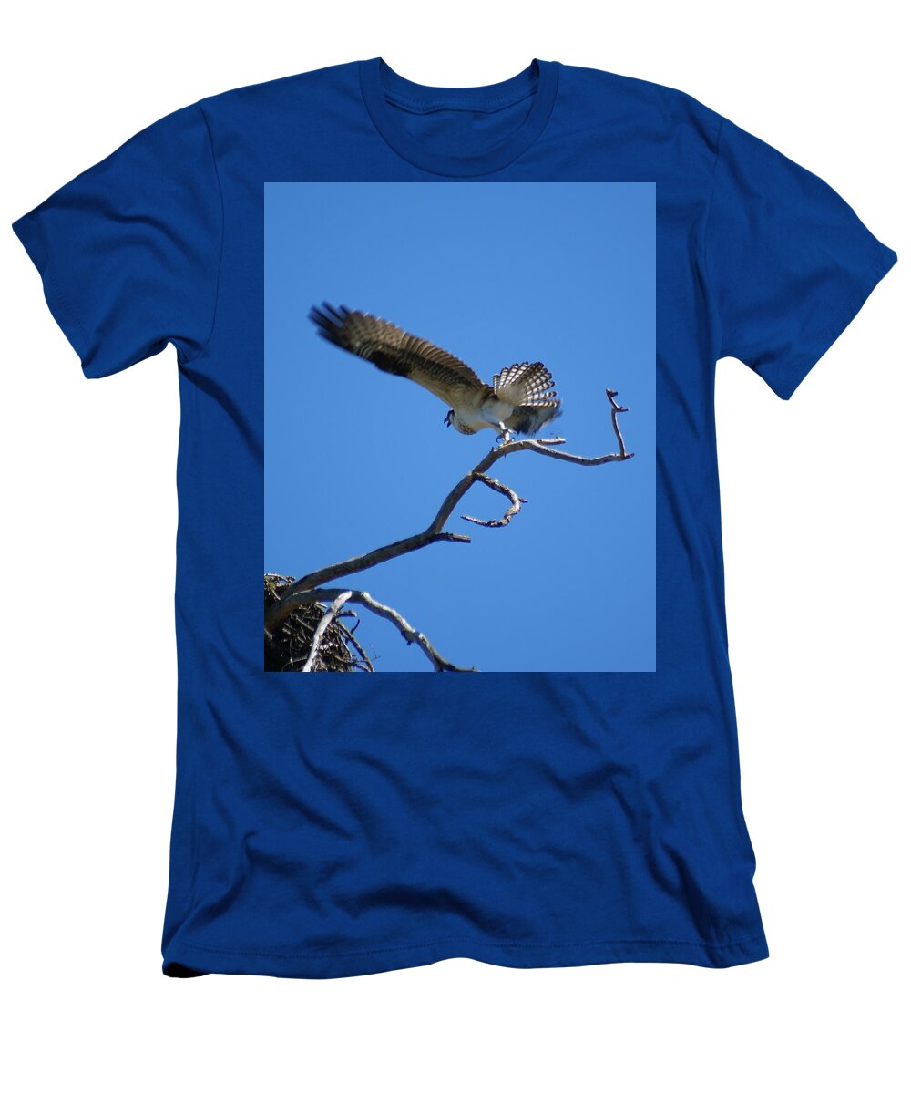 Birds T-Shirt featuring the photograph Osprey Takeoff by Ben Upham III