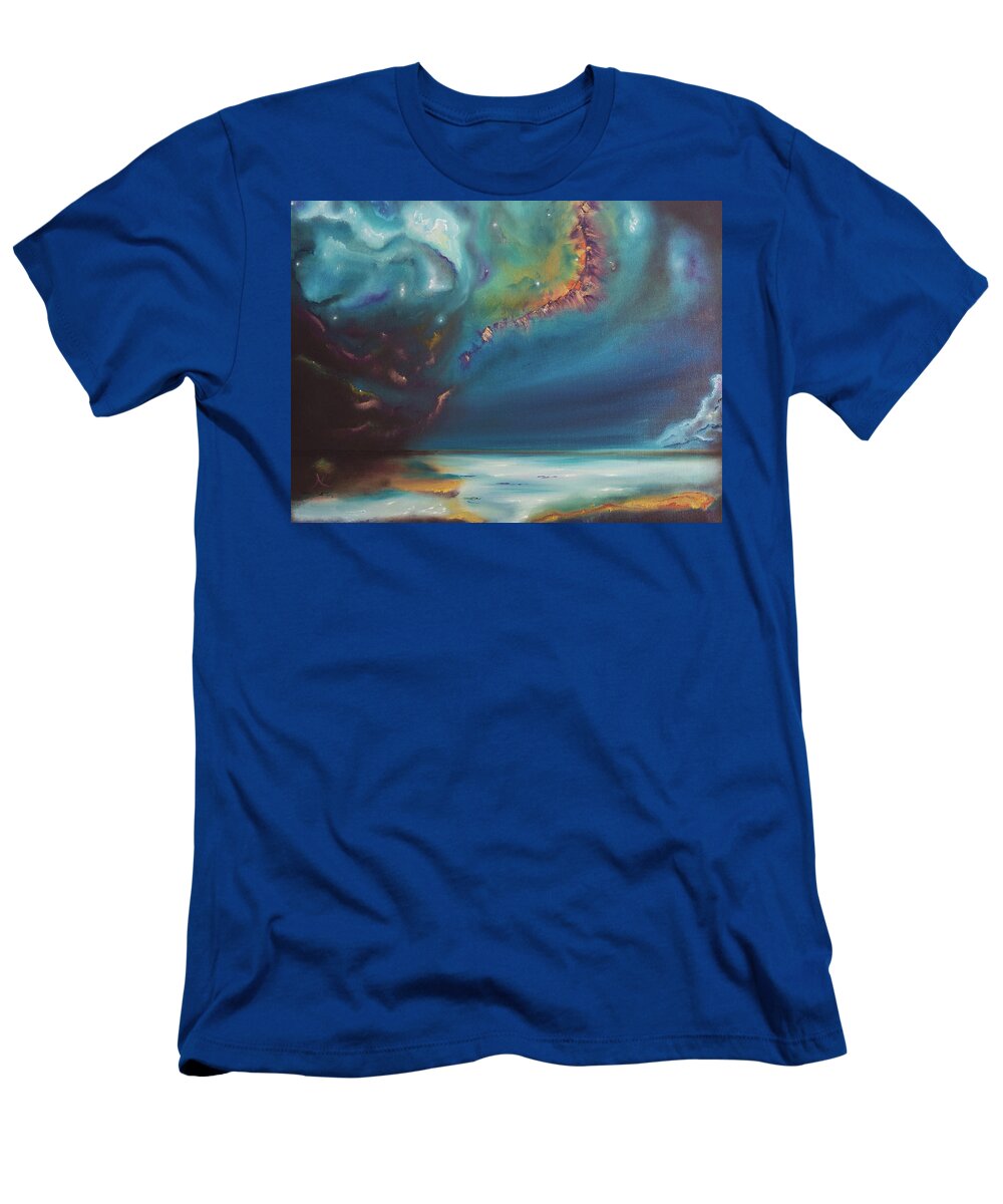 Space T-Shirt featuring the painting Otherwordly by Neslihan Ergul Colley