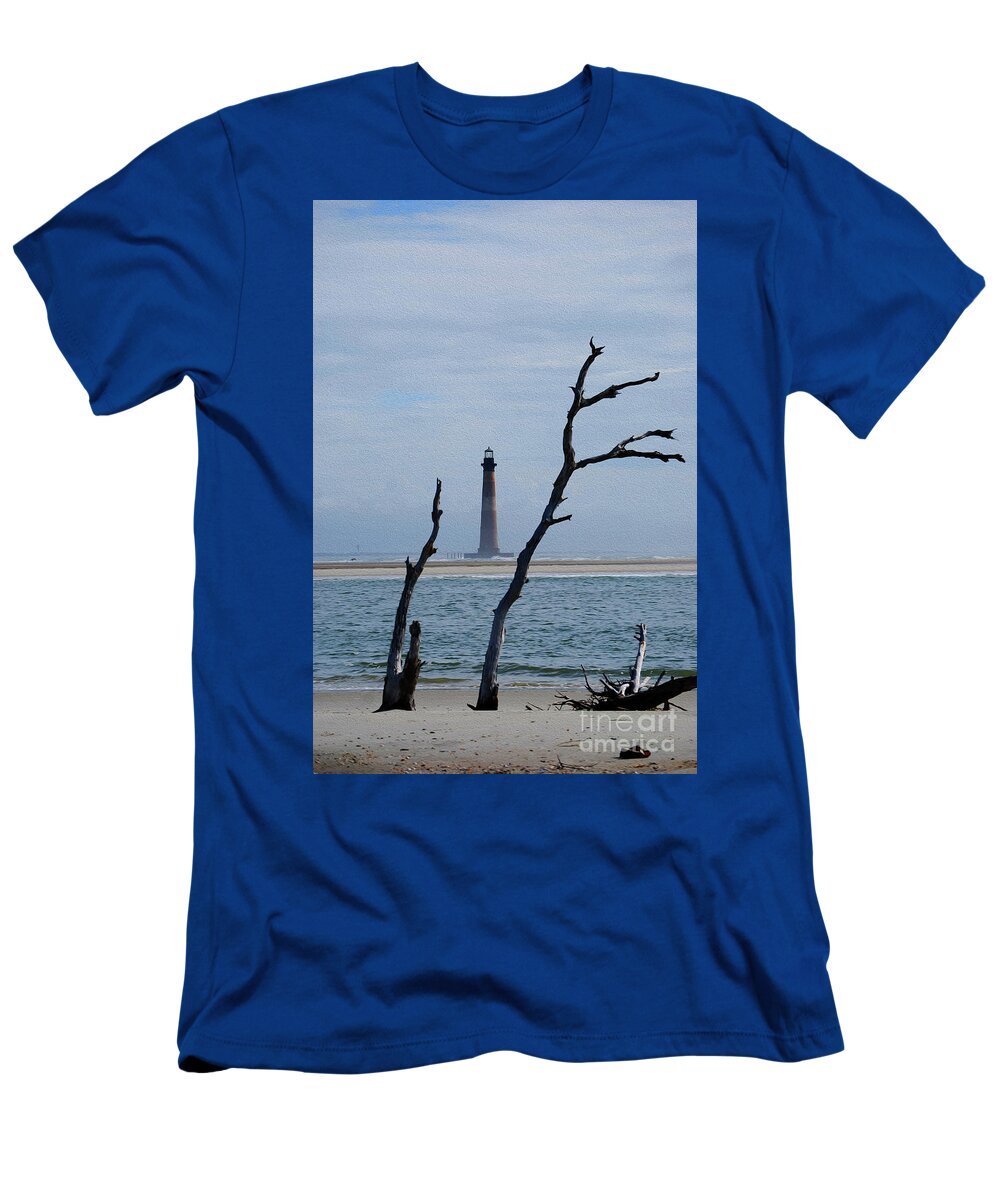 Lighthouses T-Shirt featuring the photograph Painted Morris Island Lighthouse by Skip Willits