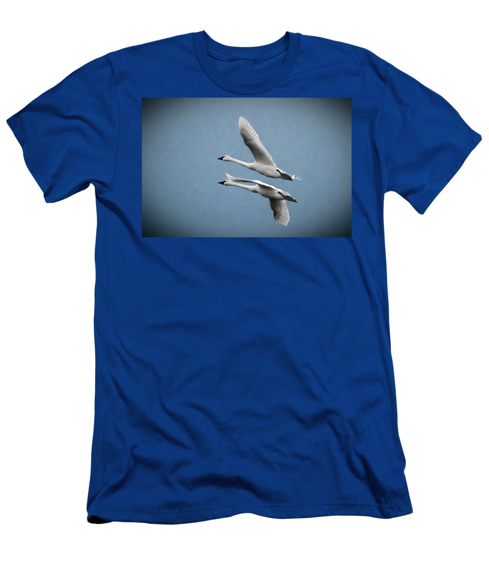 Nature T-Shirt featuring the photograph Pair of Tundra Swan by Donald Brown