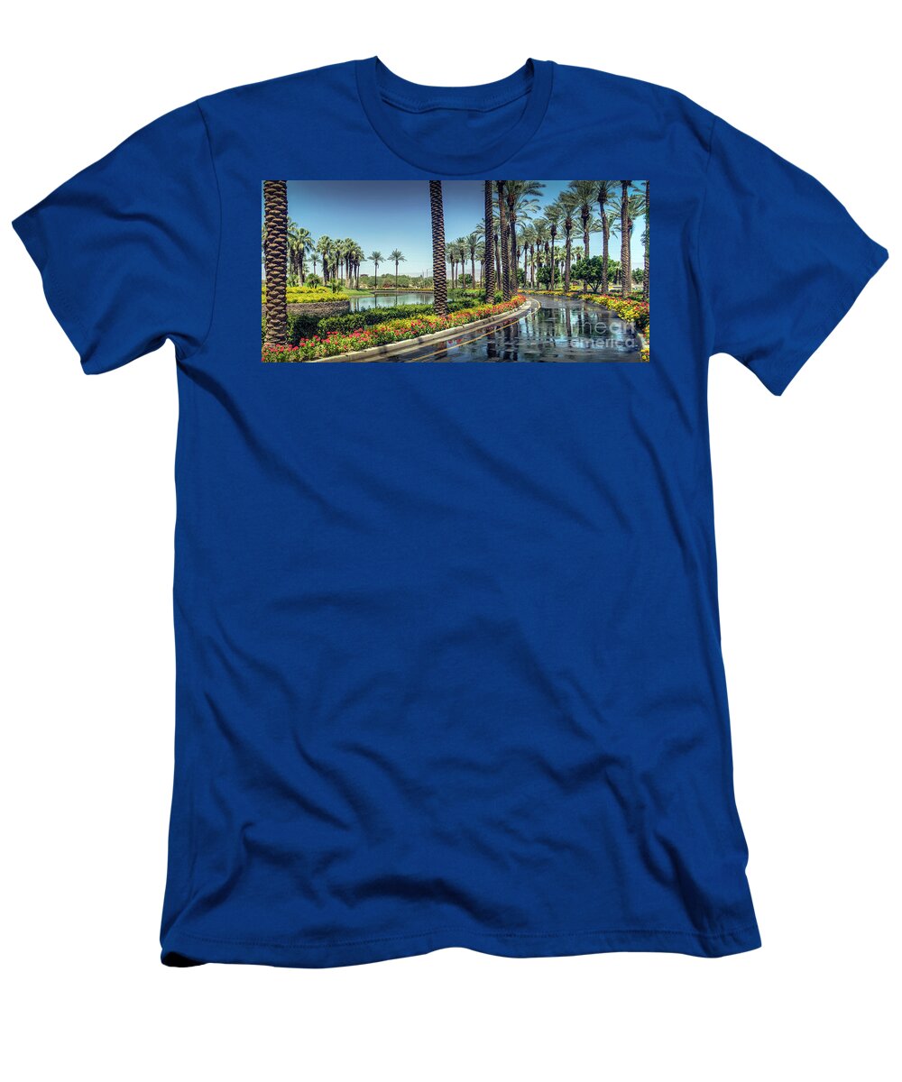 Palm Desert T-Shirt featuring the photograph Palm Tree Lined Drive by David Zanzinger