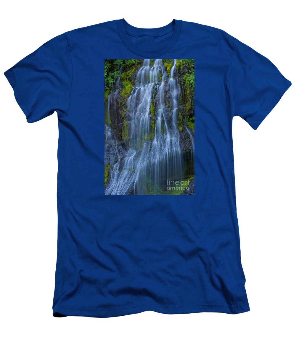 Images T-Shirt featuring the photograph Panther Creek Falls Summer Waterfall -close 2 by Rick Bures