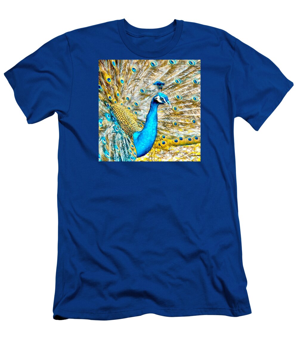 Bird T-Shirt featuring the digital art Peacock Paradise by Charmaine Zoe