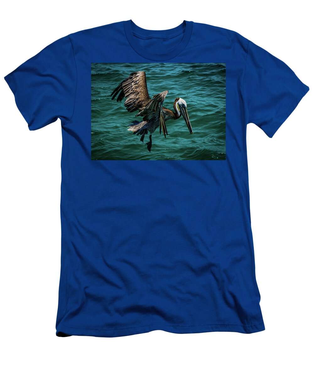Landscape T-Shirt featuring the photograph Pelican Glide by Jason Brooks