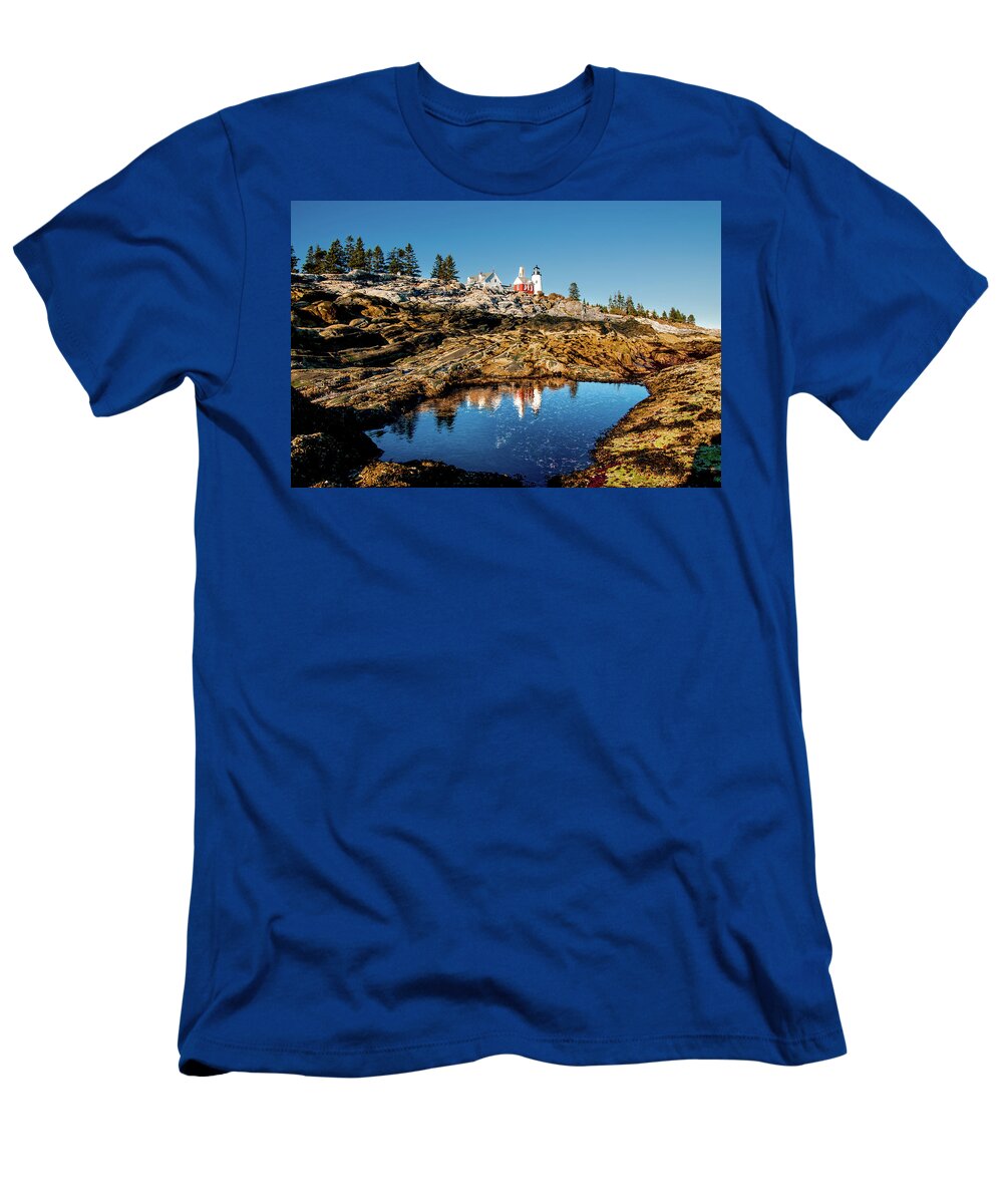 Pemaquid Lighthouse T-Shirt featuring the photograph Pemaquid Reflection by Greg Fortier