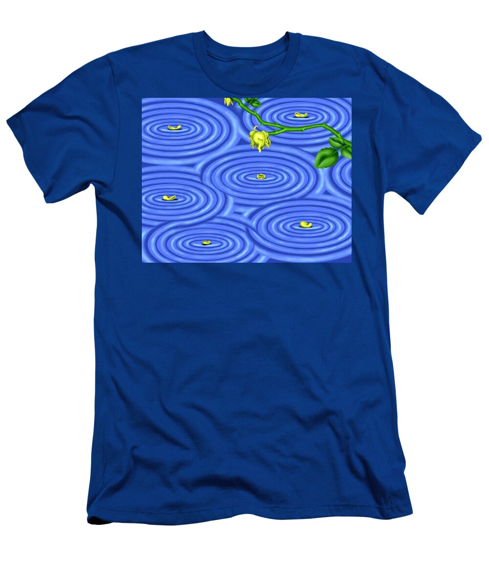 Surrealism T-Shirt featuring the digital art Petals on Water III by Robert Morin