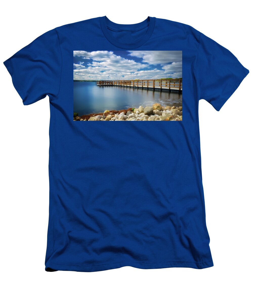 Pewaukee T-Shirt featuring the photograph Pewaukee Lake Fishing Pier by Jennifer Rondinelli Reilly - Fine Art Photography