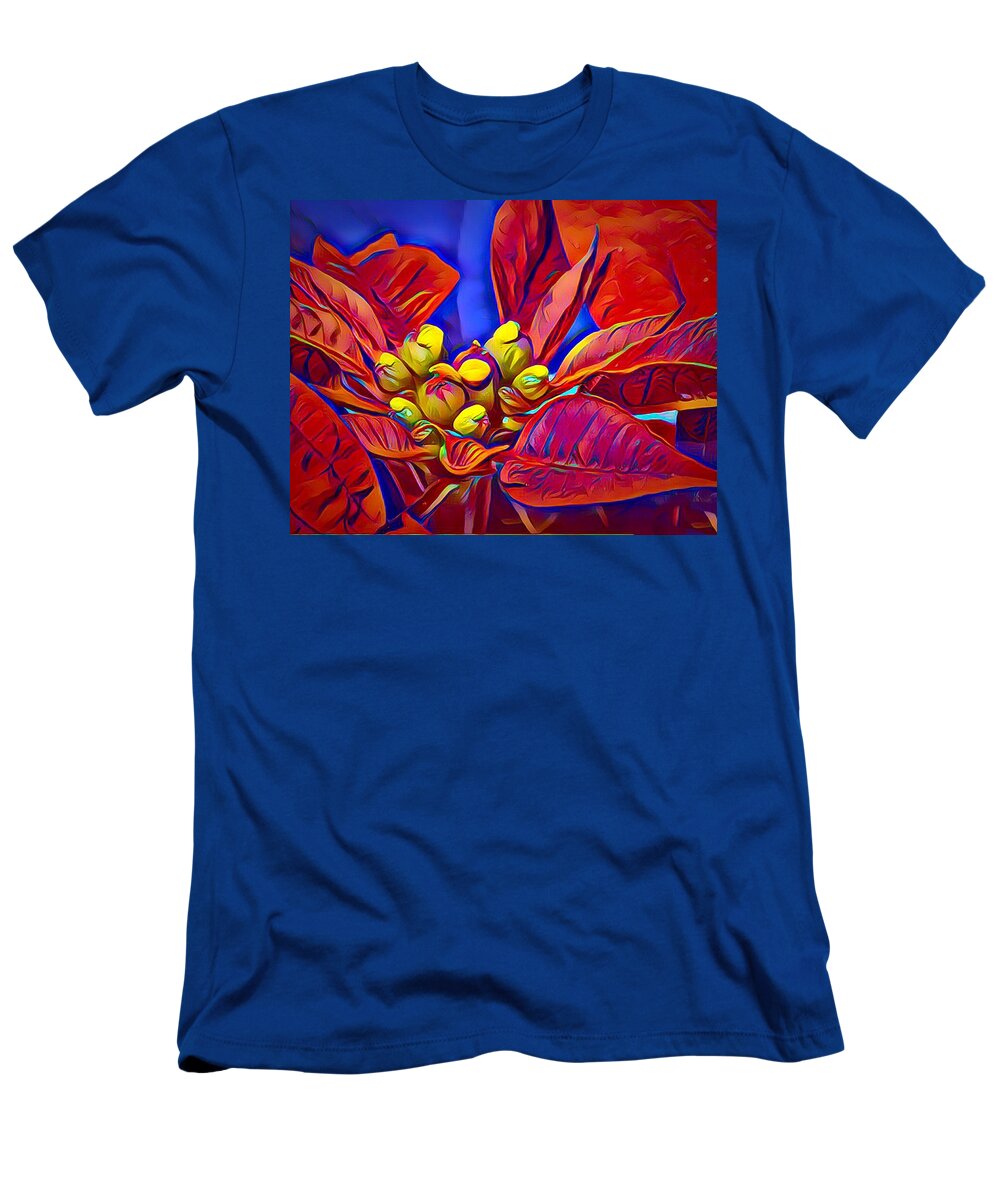 Red Poinsettia T-Shirt featuring the photograph Poinsettia Closeup by Anne Sands