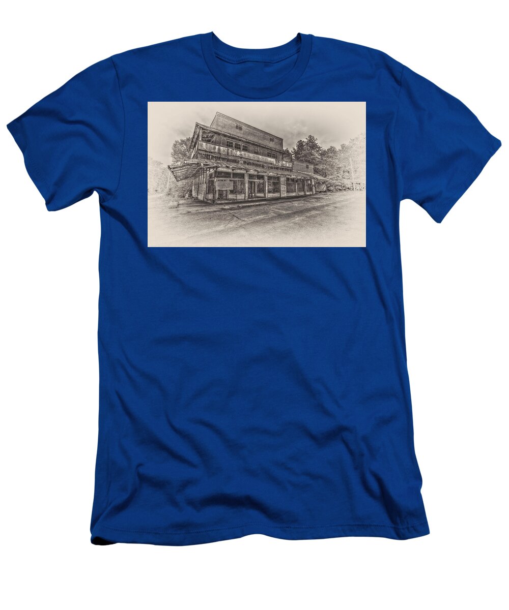 Old Buildings T-Shirt featuring the photograph Poole's Crossroad in Sepia by Harry B Brown