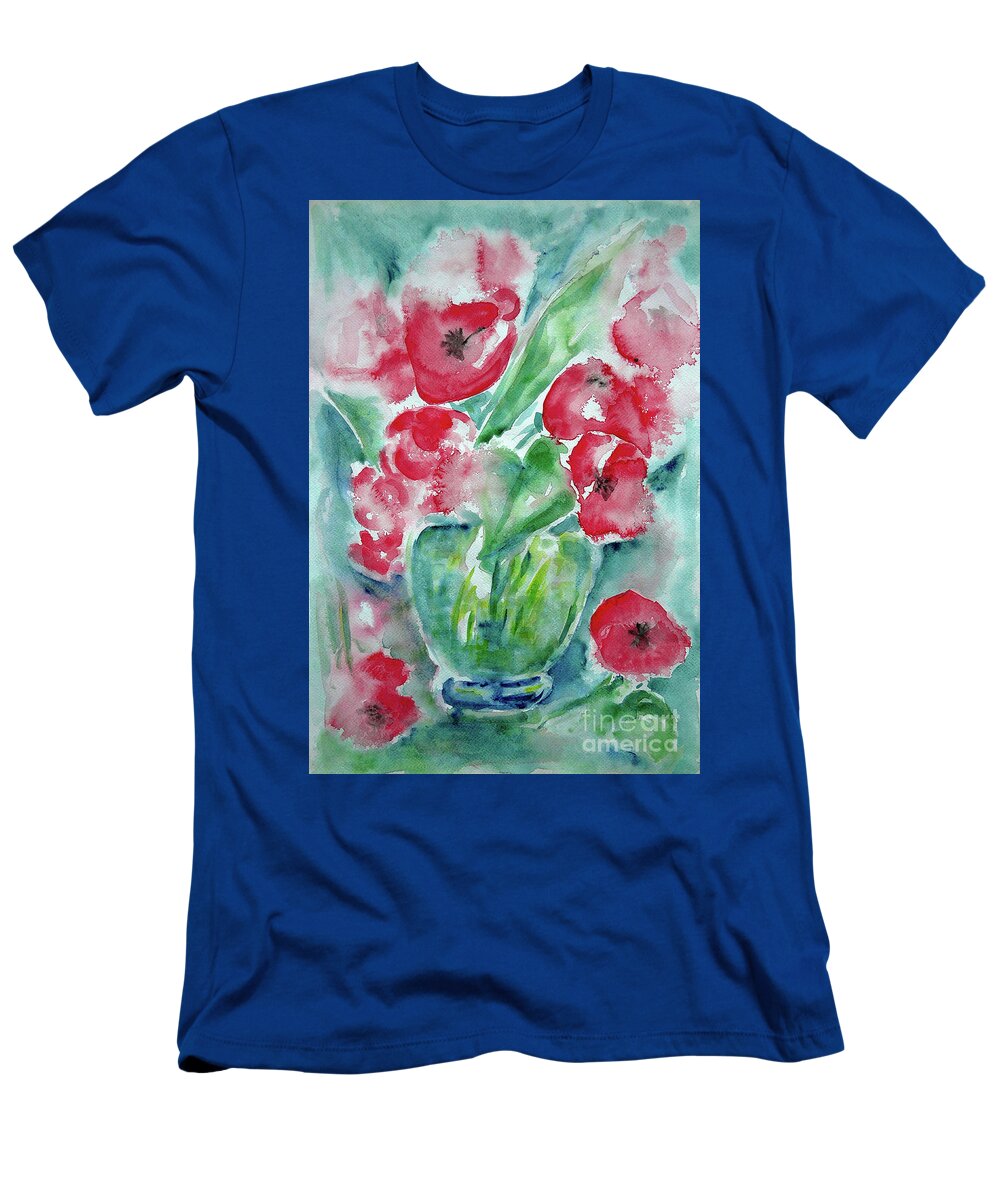 Poppies Celebration T-Shirt featuring the painting Poppies Celebration by Jasna Dragun